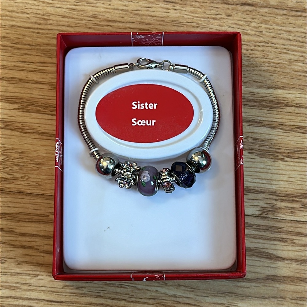 Sister Floral Charm Bracelet